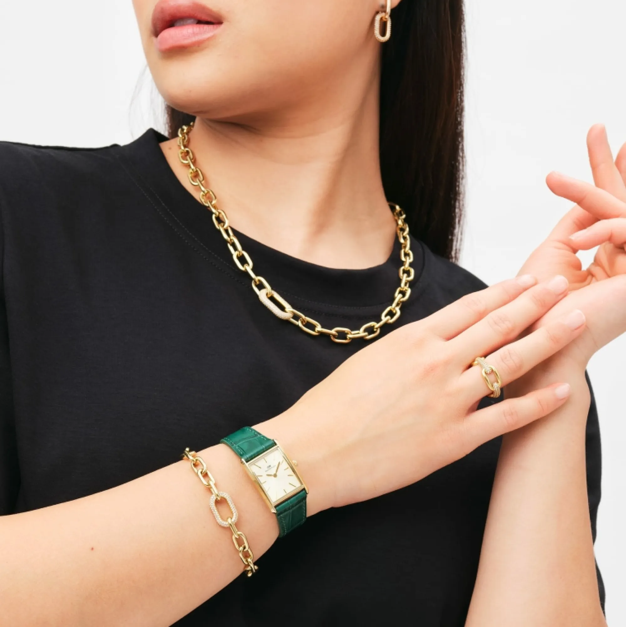 Damen Daniel Wellington Bound Crocodile Champagne Sunray