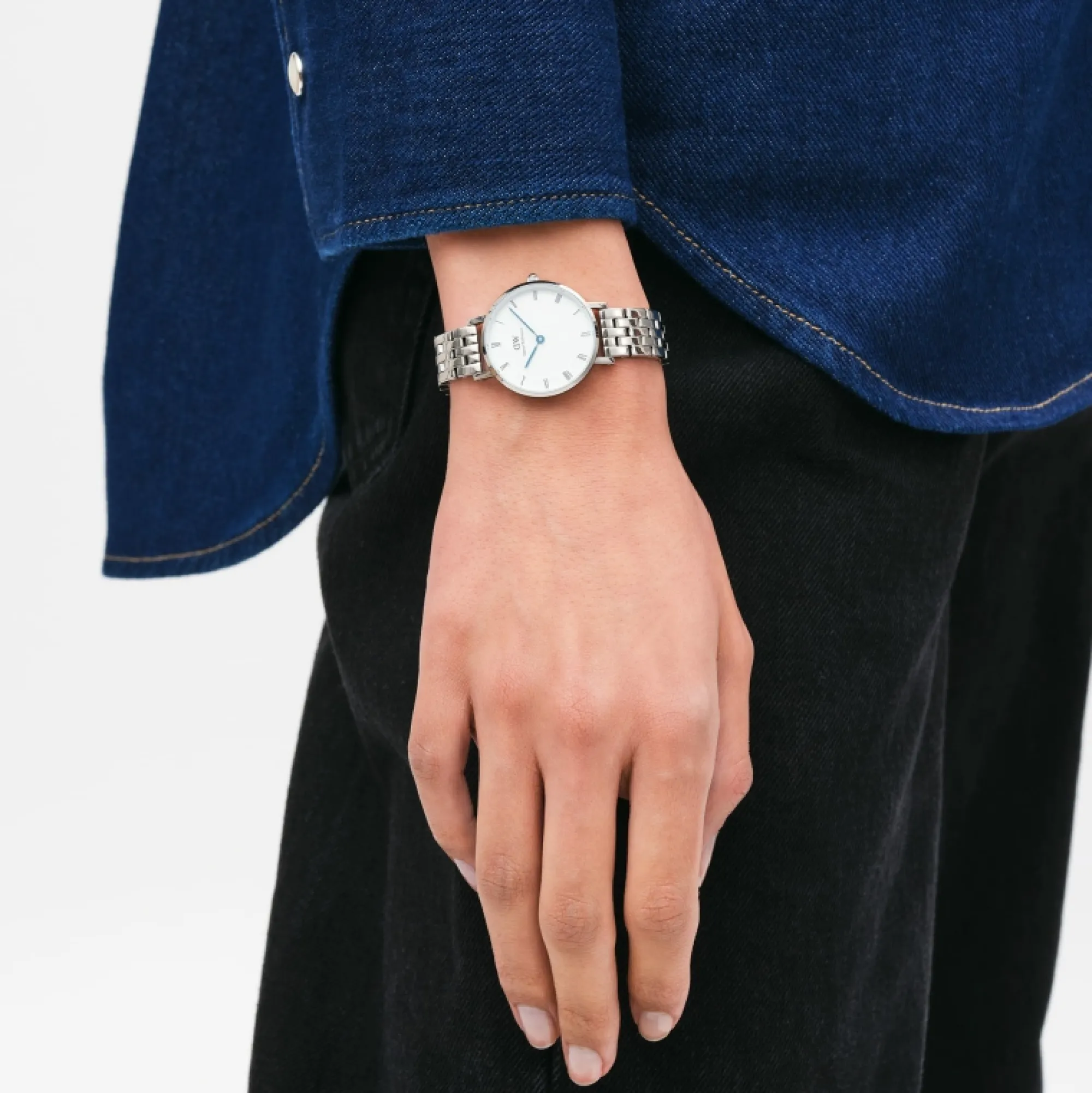 petite_roman_numerals_link_silver_1.webp Damen Daniel Wellington Petite Roman Numerals 5-Link