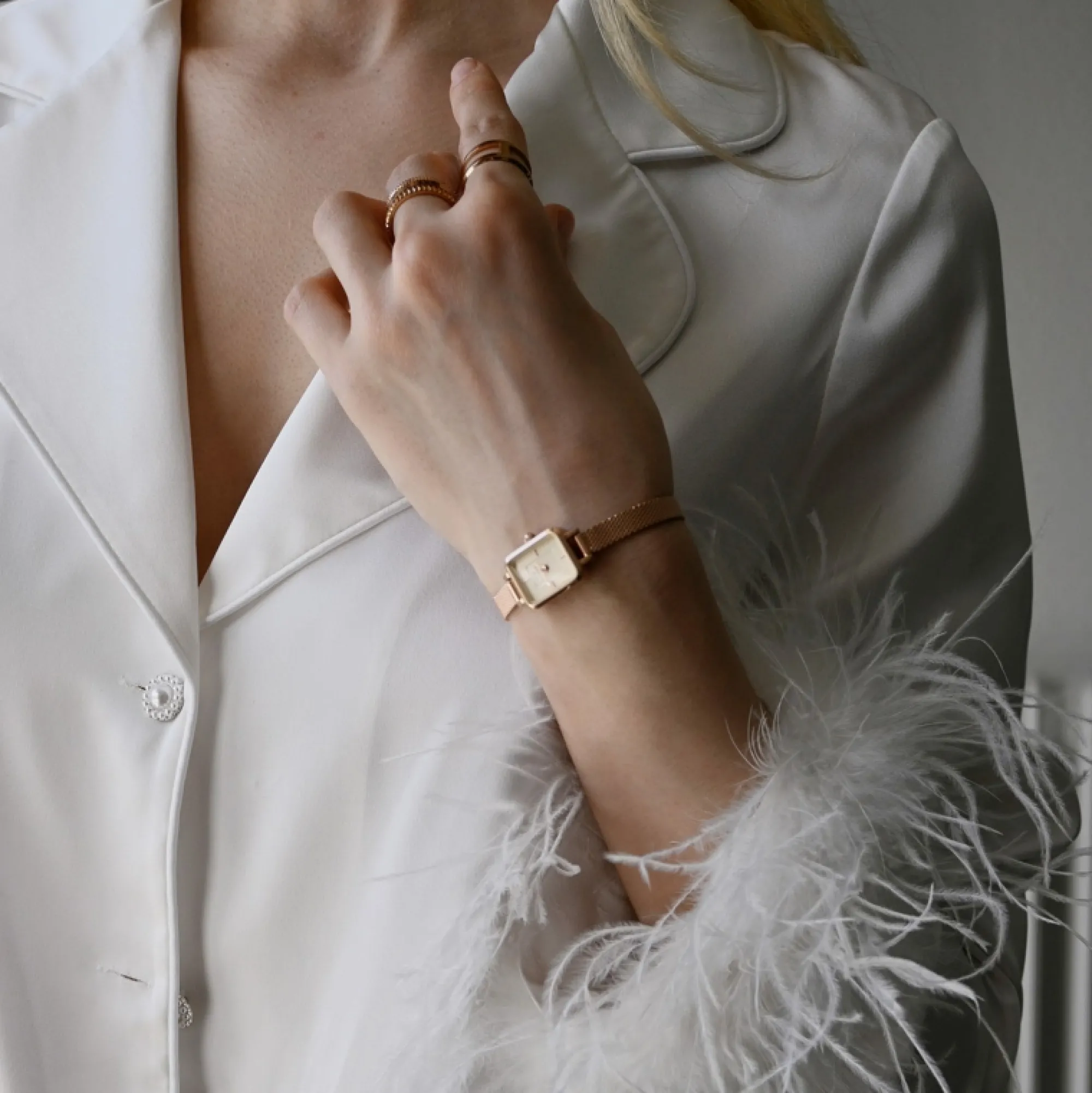 Damen Daniel Wellington Quadro Mini Melrose Champagne